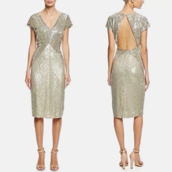 Escada Deienna Sequin Cocktail Dress US 6 100% Silk Open Back Formal Glam Party - Picture 1 of 16